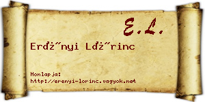Erényi Lőrinc névjegykártya